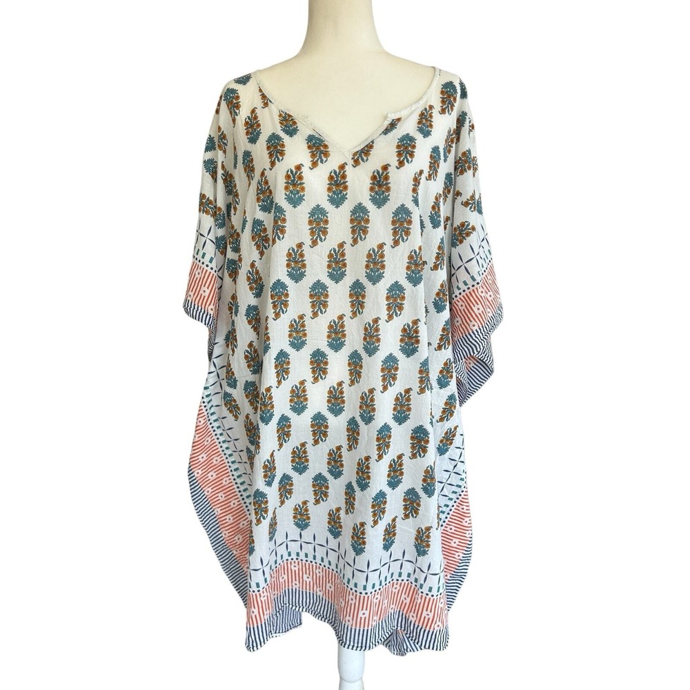Lucas Du Tertre Kaftan Swim Cover O/S Boho Festival‎ Cottage Floral Vacation